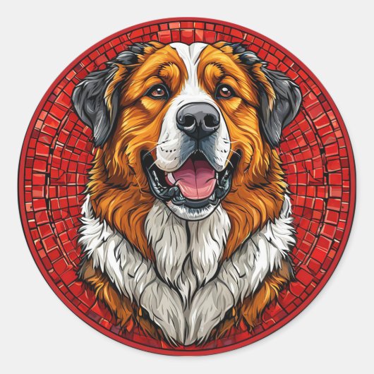 Sint-bernardshond Ronde Sticker (Voorkant)