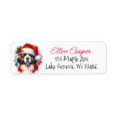 Sint-Bernardus in Santa Hat Kerstmis Etiket (Voorkant)