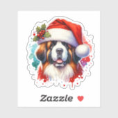 Sint-Bernardus in Santa Hat Kerstmis Sticker (Vel)