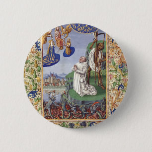 Sint Bernardus van Clairvaux middeleeuwse illustra Ronde Button 5,7 Cm