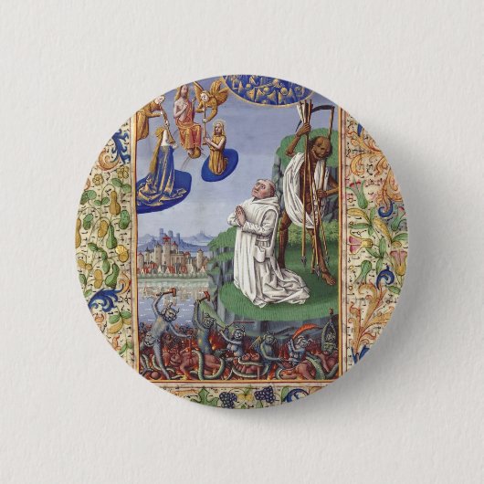 Sint Bernardus van Clairvaux middeleeuwse illustra Ronde Button 5,7 Cm (Voorkant)