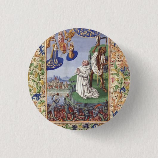 Sint Bernardus van Clairvaux Patroon van Geleerden Ronde Button 3,2 Cm (Voorkant)