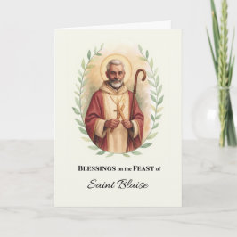 Sint Blasius Feestdag Zegeningen Aquarel Krans Kaart