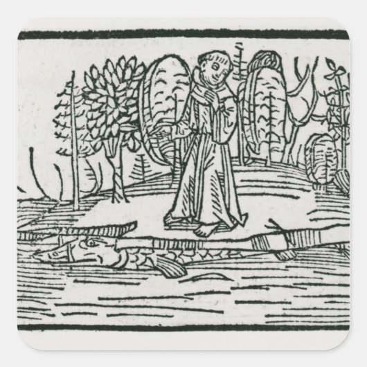 Sint-Brendan op het viseiland Vierkante Sticker (Voorkant)