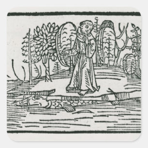 Sint-Brendan op het viseiland Vierkante Sticker