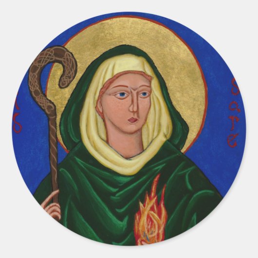 Sint-Brigid met Heilige Vuur Ronde Sticker (Voorkant)