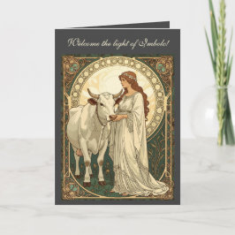 Sint Brigid van Ierland met witte koe Kaart