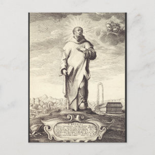 Sint Bruno van Keulen Antieke Graveerstijl Kunst Briefkaart