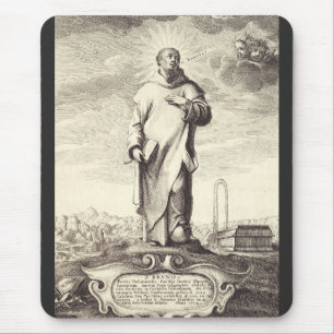 Sint Bruno van Keulen Antieke Graveerstijl Kunst Muismat