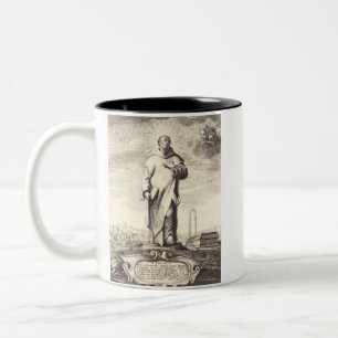 Sint Bruno van Keulen Antieke Gravure Stijl Kunst Tweekleurige Koffiemok
