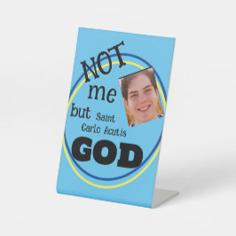 Sint Carlo Acutis Kaart Reclamebord Met Voetstuk