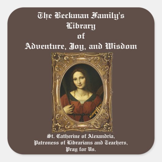 Sint Catharina van Alexandrië Boekplaten Vierkante Sticker (Voorkant)