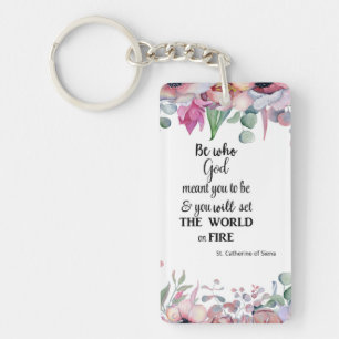 Sint Catharina van Siena Floral Quote Sleutelhanger