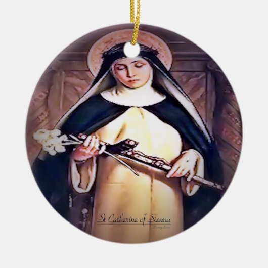 Sint Catharina van Siena Keramisch Ornament (Voorkant)