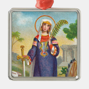 Sint-Catherine van Alexandrië in de Egyptische Dre Metalen Ornament