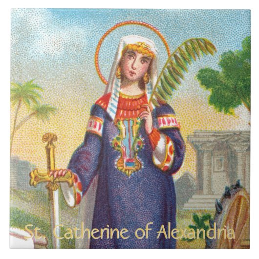 Sint-Catherine van Alexandrië in de Egyptische Dre Tegeltje (Voorkant)