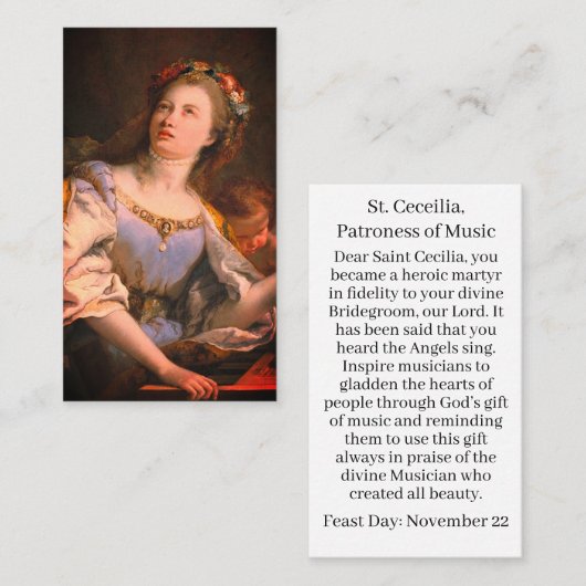 Sint Cecielia  Gebed Kaart Contactkaartje (Voorkant / Achterkant)