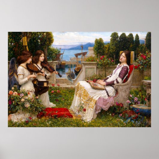 Sint-Cecilia door John William Waterhouse Poster (Voorkant)