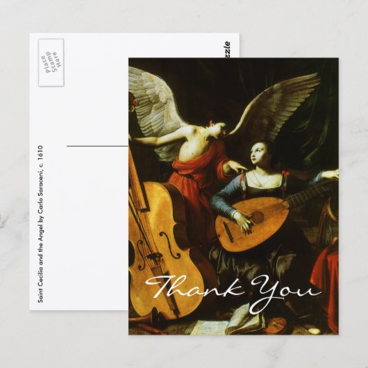 Sint Cecilia en de engel door Carlo Saraceni  Briefkaart (Voorkant / Achterkant)