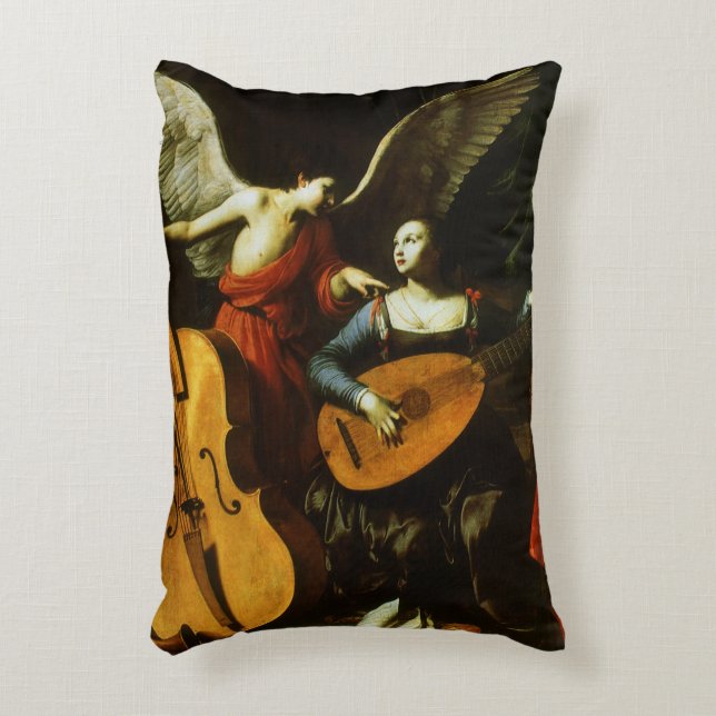 Sint Cecilia en de engel van Carlo Saraceni Accent Kussen (Voorkant(Verticaal))