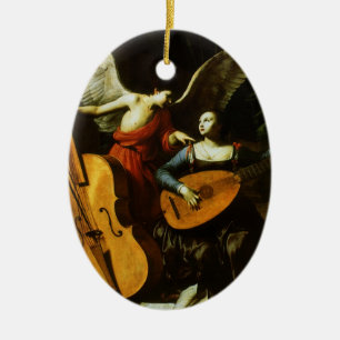 Sint Cecilia en de engel van Carlo Saraceni Keramisch Ornament