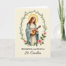 Sint-Cecilia Feestdag Zegen Bloemenkrans Kaart