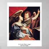 Sint-Cecilia met een engel van Vouet Simon Poster (Voorkant)
