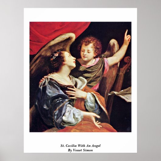 Sint-Cecilia met een engel van Vouet Simon Poster (Voorkant)