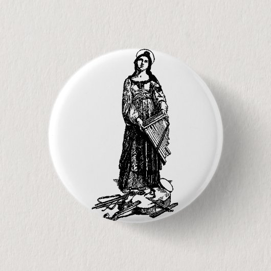 Sint Cecilia met viool van Raphael Ronde Button 3,2 Cm (Voorkant)