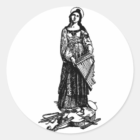 Sint Cecilia met viool van Raphael Ronde Sticker (Voorkant)