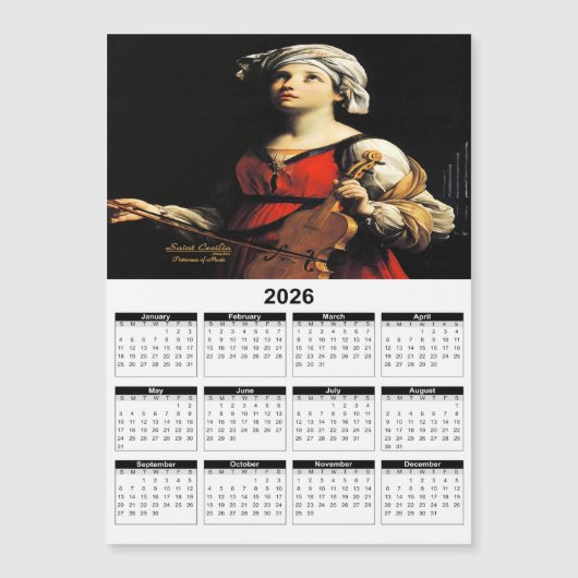 Sint Cecilia Patrones van de Muziek 2026 Kalender (Voorkant)