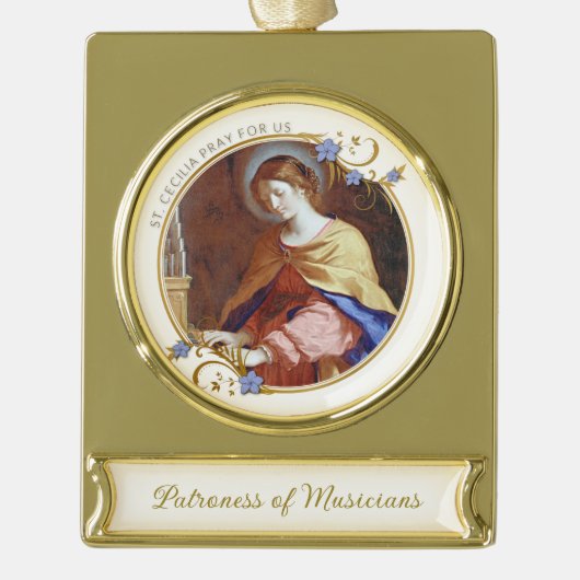 Sint-Cecilia Patroness van Musicians Elegant Verguld Banner Ornament (Voorkant)