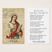 Sint-Cecilia Patroness van Musicians - Heilige Kaa Visitekaartje (Voorkant /achterkant)