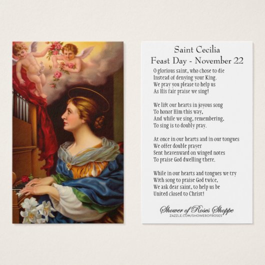 Sint-Cecilia Prayer Musicians Heilige Kaart (Voorkant /achterkant)