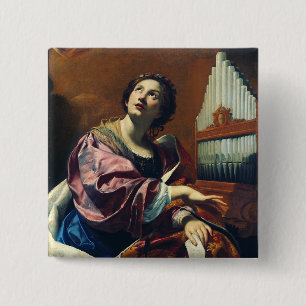 Sint-Cecilia Premium "Heavenly Concert" Kunstprint Vierkante Button 5,1 Cm