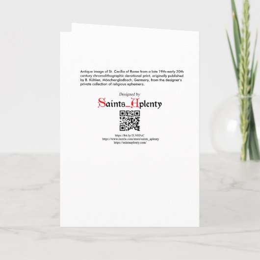 Sint-Cecilia van Rome (BK 003) Blanco groet Kaart (Achterkant)