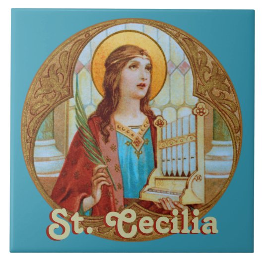 Sint-Cecilia van Rome (BK 003) Keramische tegels 1 Tegeltje (Voorkant)