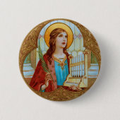 Sint-Cecilia van Rome (BK 003) Ronde Button 5,7 Cm (Voorkant)