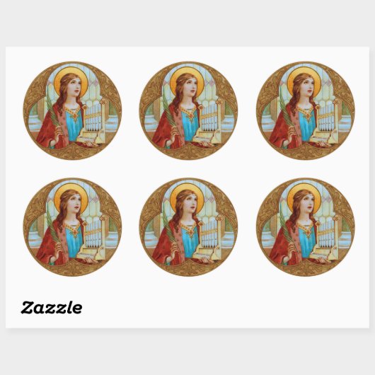 Sint-Cecilia van Rome (BK 003) Ronde Sticker (Vel)