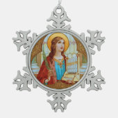 Sint-Cecilia van Rome (BK 003) Tin Sneeuwvlok Ornament (Voorkant)