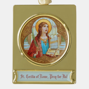 Sint-Cecilia van Rome (BK 003) Verguld Banner Ornament
