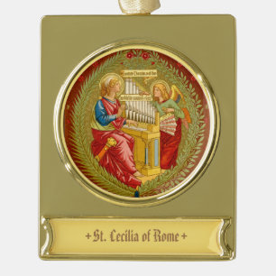 Sint-Cecilia van Rome (SNV 36) Verguld Banner Ornament