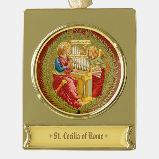Sint-Cecilia van Rome (SNV 36) Verguld Banner Ornament (Voorkant)