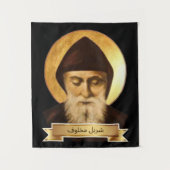 Sint Charbel Makhlouf Tapijt Wandkleed (Voorkant)
