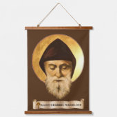 Sint-Charbel Makhlouf Wood met bovenzijde Muur Bos Hangend Wandkleed (Voorkant)