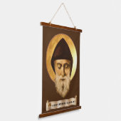 Sint-Charbel Makhlouf Wood met bovenzijde Muur Bos Hangend Wandkleed (Gebogen)