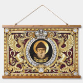 Sint Charbel Wood Topped Tapestry Hangend Wandkleed (Voorkant)