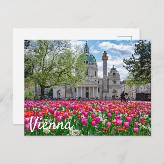 Sint-Charles-kerk in het voorjaar in Wenen, Oosten Briefkaart (Voorkant / Achterkant)