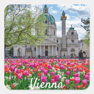 Sint-Charles-kerk in het voorjaar in Wenen, Oosten Vierkante Sticker