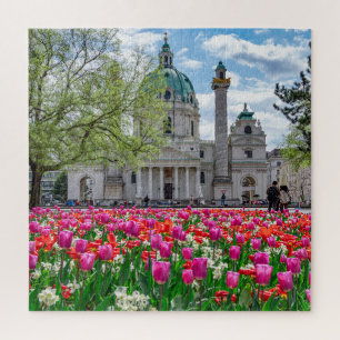 Sint-Charleskerk in de lente in Wenen, Oostenrijk Legpuzzel